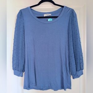 Beacon Apparel Women’s Polka Dot Puff Sleeve Blouse size Medium